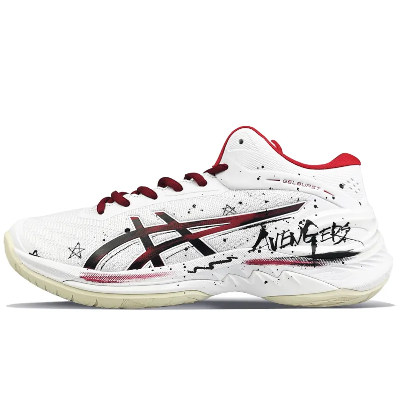 Asics GELBURST 28 BNK Court Elf, Black Red Street Textile, Synthetic Leather Cushioning Slip Resistant Grip Low top