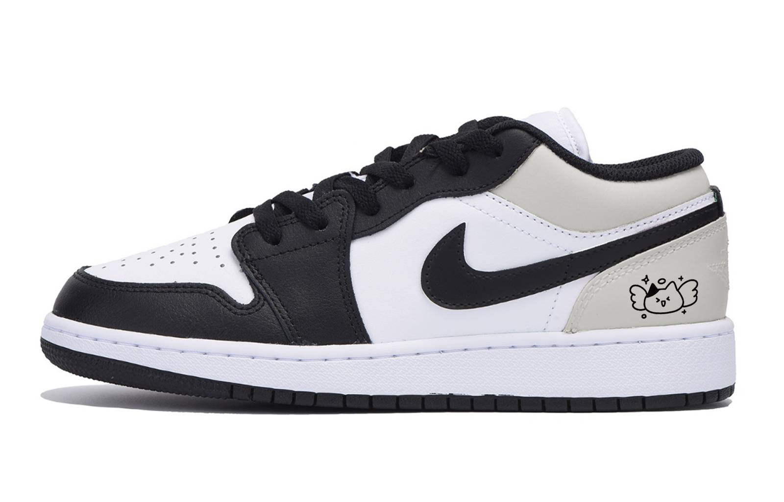 Jordan Air Jordan 1 Puppy Fragment Slip Resistant Abrasion Resistant Low top Vintage Basketball Shoes Men's Black Gray