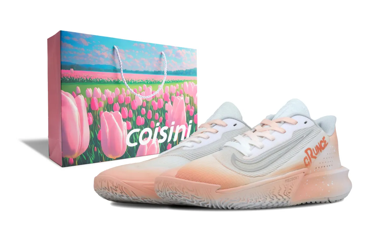 Nike Precision 7 Falling Cherry Blossoms, Shopping Bag Mesh Cushioning Slip Resistant Coverage Low top Basketball Shoes