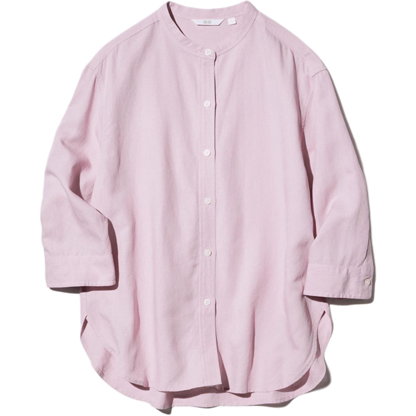 Женская футболка-рубашка UNIQLO Stand Collar (белая)