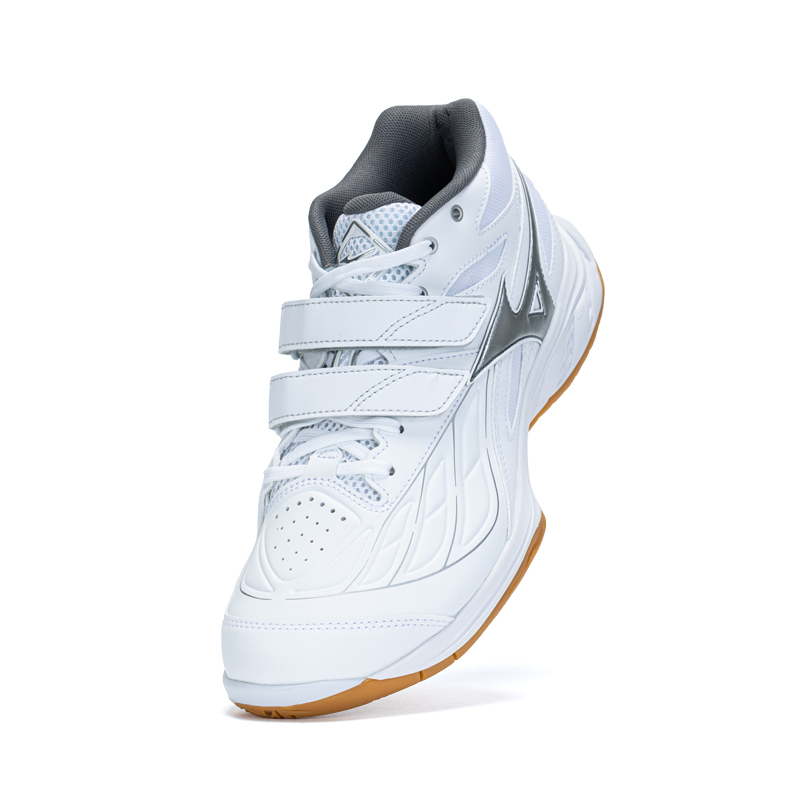Mizuno Fang Cushioning Slip Resistant Abrasion Resistant Support Mid top Badminton Shoes Unisex Aurora Silver