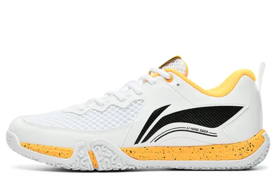 Li Ning Saga 2 Lite Cushioning Abrasion Resistant Low top Badminton Shoes Unisex White Yellow