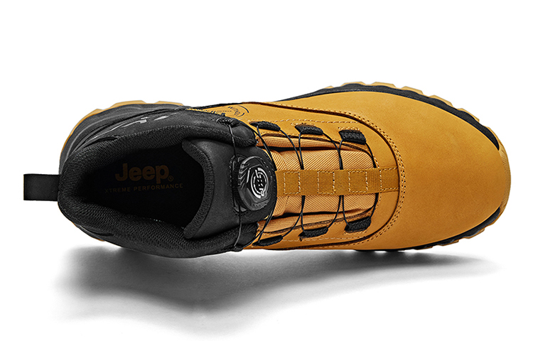 Jeep Mountaineering Hiking High top Outdoor Shoes Unisex Black Yellow