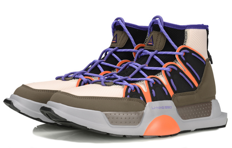 Li Ning Essence Synthetic Leather, Textile Cushioning Lightweight Abrasion Resistant Slip Resistant High top
