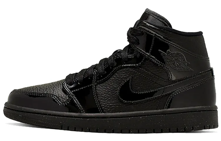 Jordan 1 Mid Patent Triple Black Women's