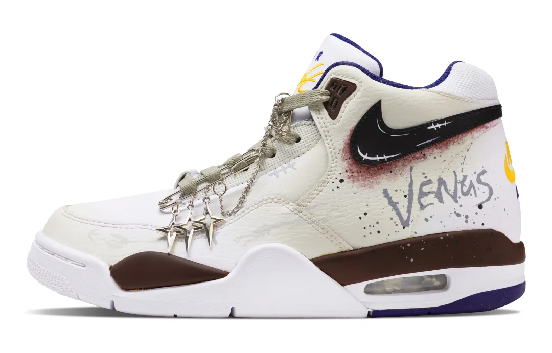 Nike Flight Legacy Forbidden Ground Anti Slip Wear Resistant Mid Top Vintage Basketball Shoes Men's White Brown