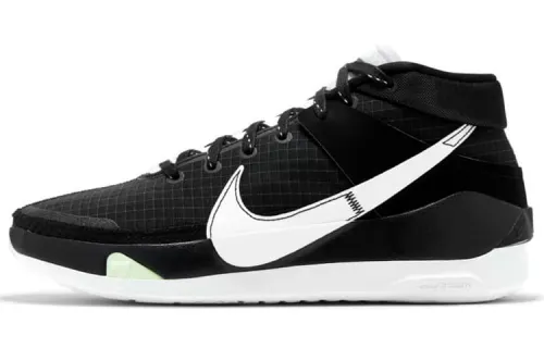 Nike KD 13 Durant 13 round toe lace-up, shock-absorbing, non-slip and wear-resistant, mid-top practical basketball shoes, same style for men and women, black and white, foreign version