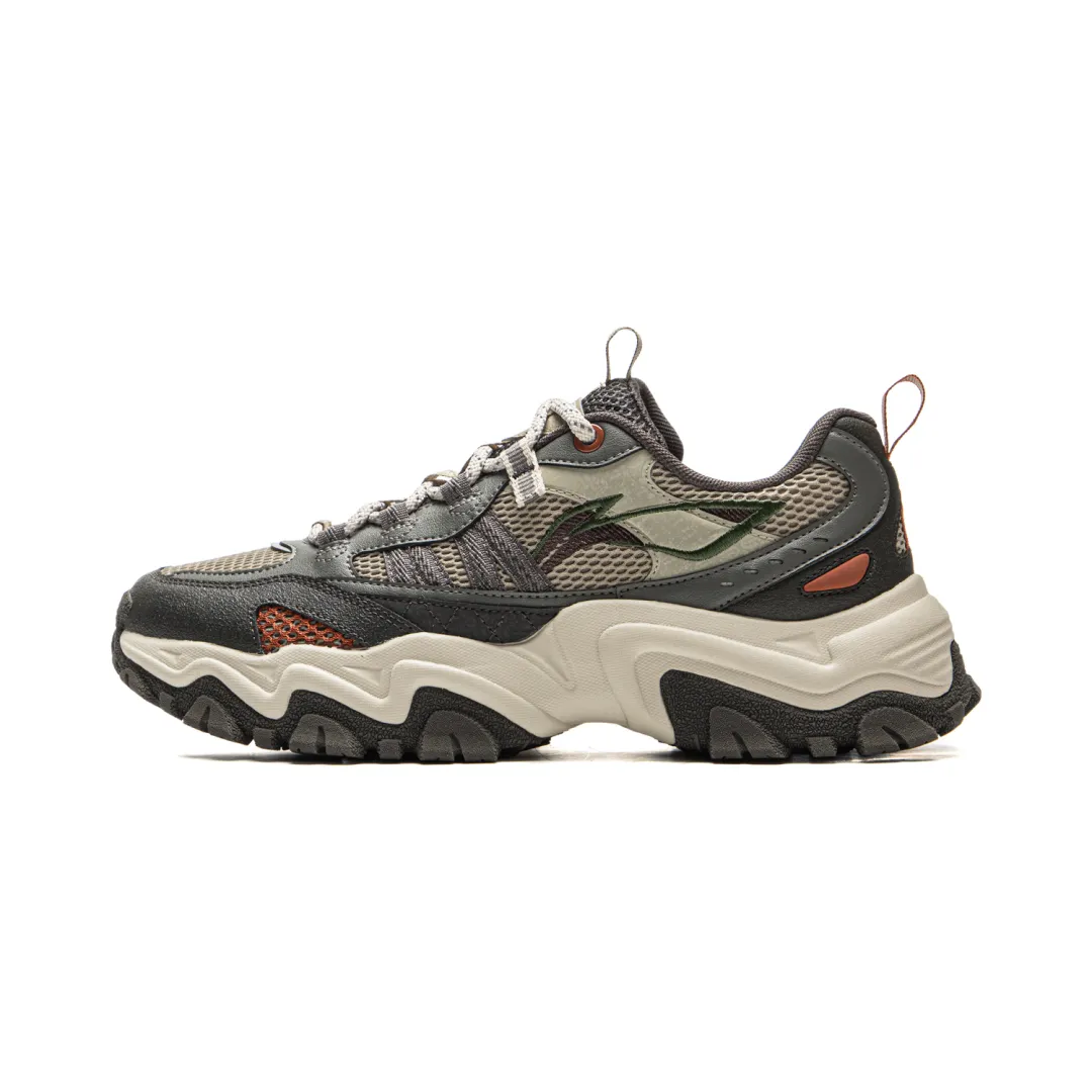 Li Ning Cushioning Slip Resistant Abrasion Resistant Support Low top Chunky Sneakers Men's Gray Black