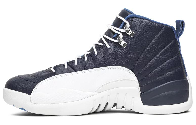 Jordan Air Jordan 12 Retro Obsidian Spliced High Top Retro Basketball Shoes Men's White Blue 2012 Edition