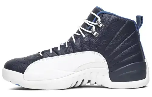 Jordan Air Jordan 12 Retro Obsidian Spliced High Top Retro Basketball Shoes Men's White Blue 2012 Edition