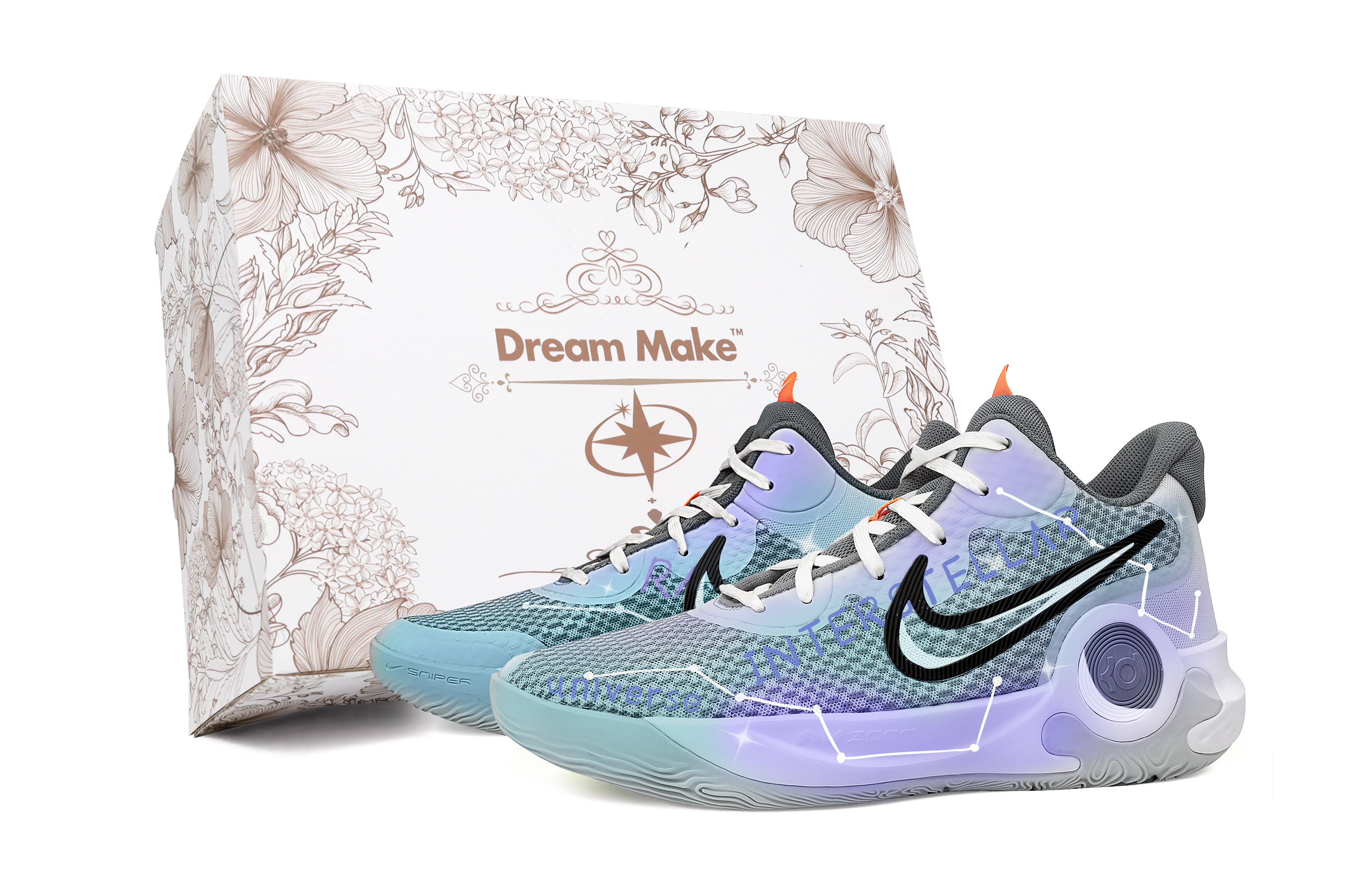 Nike KD Trey 5 IX Slip Resistant Abrasion Resistant Low top Vintage Basketball Shoes Unisex Light Blue