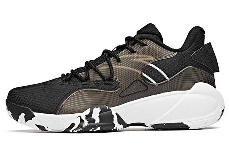 Anta Cushioning Slip Resistant Abrasion Resistant Low top Basketball Shoes Men’s Black White