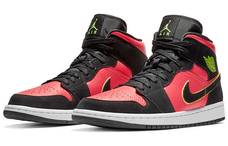 Jordan 1 Mid Black Hot Punch Women’s