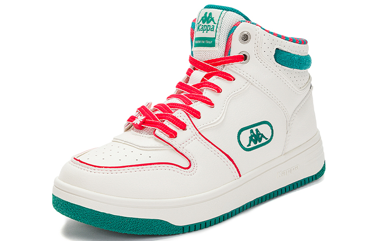 Kappa Abrasion Resistant Mid top Vintage Basketball Shoes Unisex White Green
