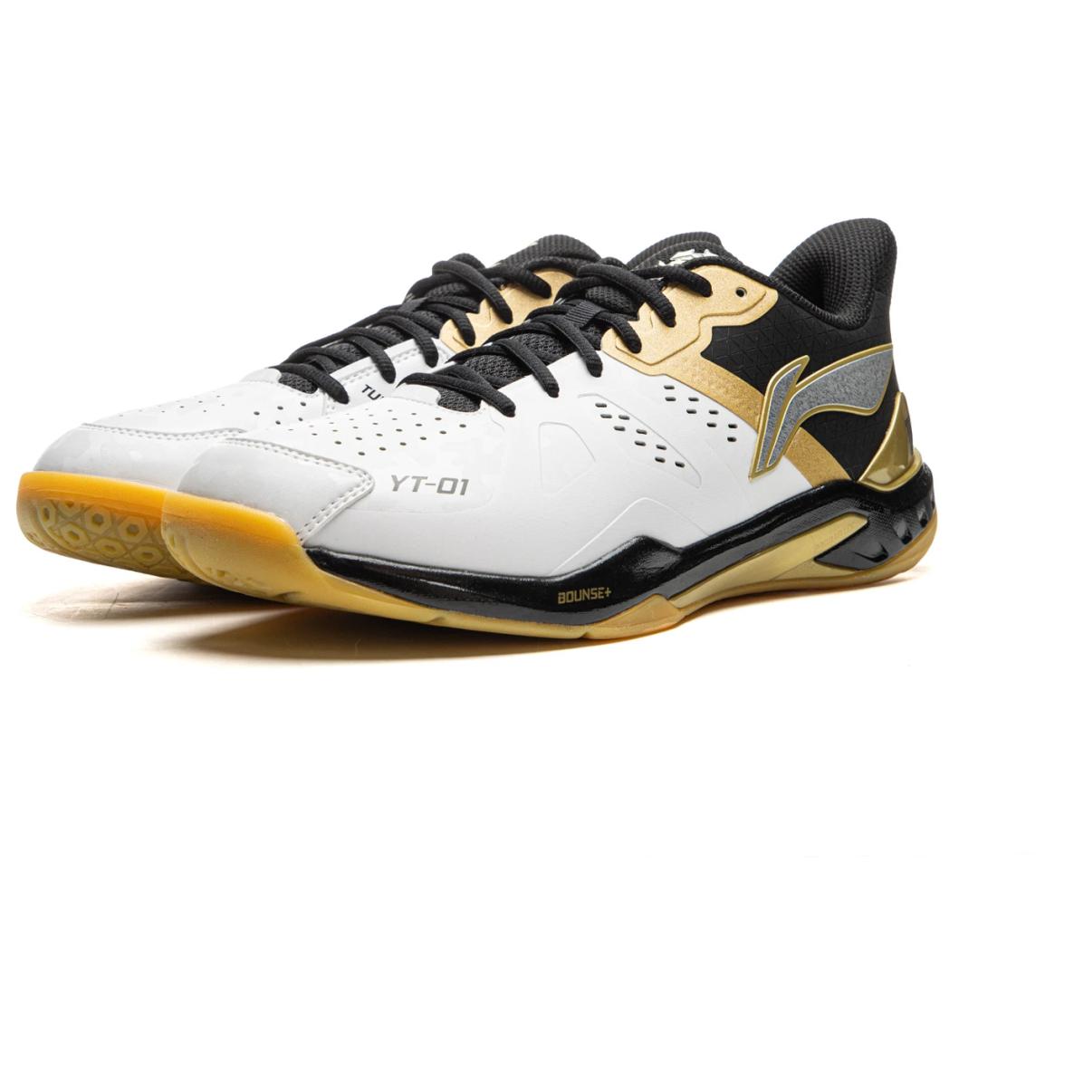 Li Ning Cloud Thunder Lightweight Rebound Low top Badminton Shoes Unisex White Black Gold