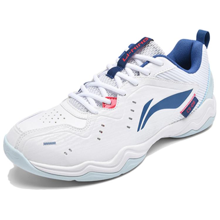 Li Ning Textile, Synthetic Leather Cushioning, Wear Resistant Low top Badminton Shoes Unisex White Blue