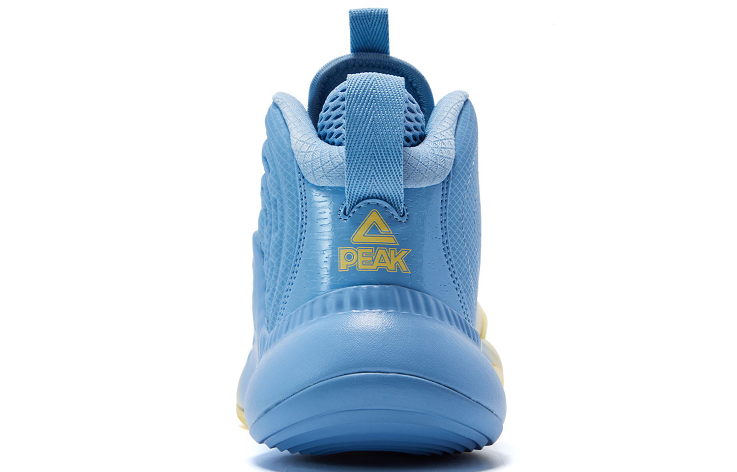 PEAK Phantom Cushioning Slip Resistant Abrasion Resistant Mid top Basketball Shoes Men’s Bright Yellow Lake Blue