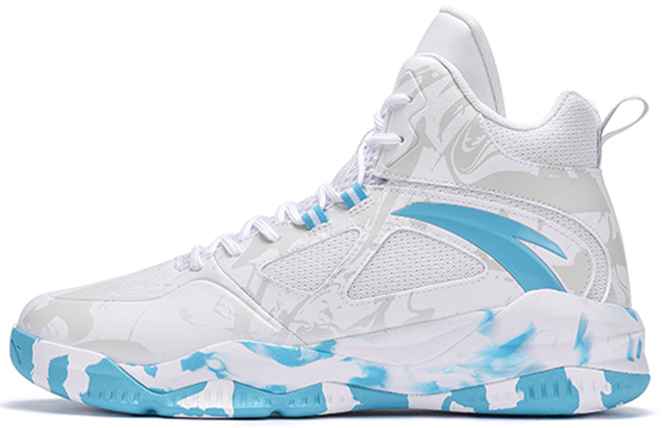 ANTA Bastard Vintage Basketball Shoes Men's High Top Anta White/Lake Blue