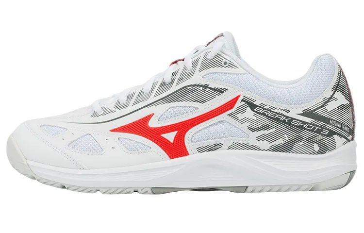 Mizuno Break Shot PU, Textile Cushioning Slip Resistant Abrasion Resistant Low top Training Shoes Unisex Gray White