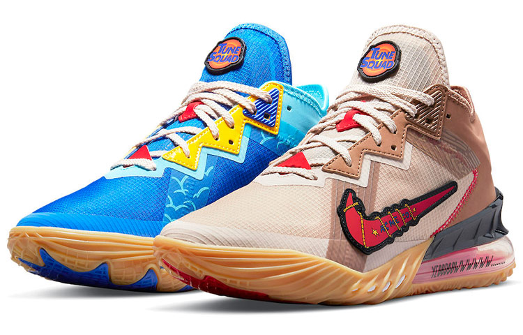 Nike Lebron 18 Low EP \"Wile E. vs Roadrunner\" Sky dunk Low top Practical basketball shoes Men and women Same style Blue Brown Mandarin duck Domestic version