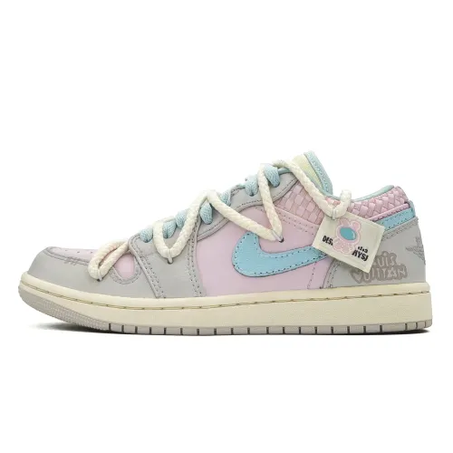 Jordan Air Jordan 1 Abrasion Resistant Abrasion Resistant Low top Vintage Basketball Shoes Women's Blue Pink