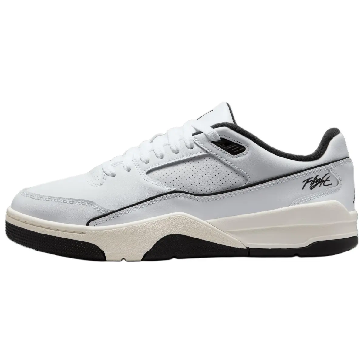 Jordan FLIGHT COURT Cow Leather Low top Vintage Basketball Shoes Unisex White Black