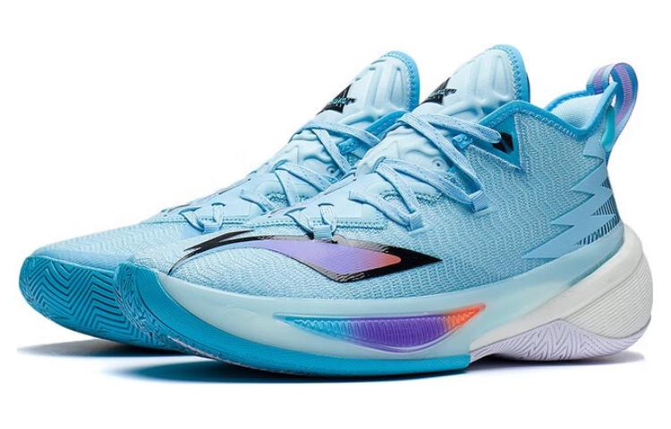 Li Ning Power 9 Basketball Shoes Men’s Mid Top Light Blue/Black