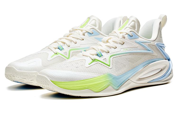 XTEP Light Attack 2 Cushioning Slip Resistant Abrasion Resistant Low top Basketball Shoes Men’s White Blue Green