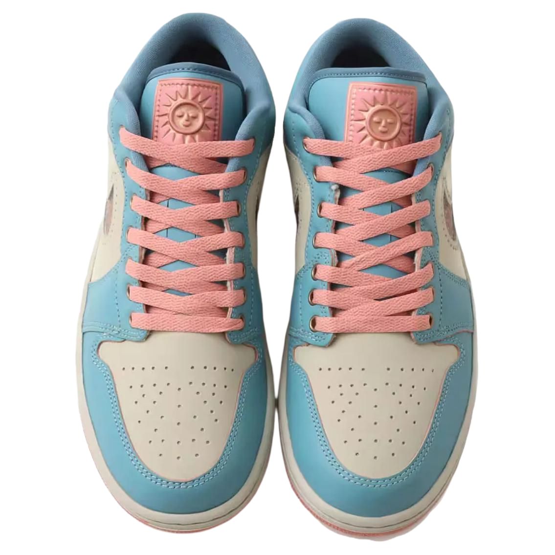 Jordan Air Jordan 1 Low top Vintage Basketball Shoes Unisex Beige Blue Pink