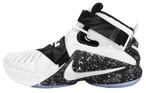 Nike Zoom soldier 9 LeBron James soldier 9 shock-absorbing, non-slip, wear-resistant and breathable high-top practical basketball shoes, men's black and white