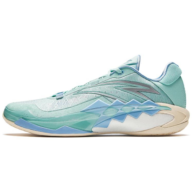 Anta Swagger 1 Slip Resistant Abrasion Resistant Support Low top Basketball Shoes Men's Green Blue