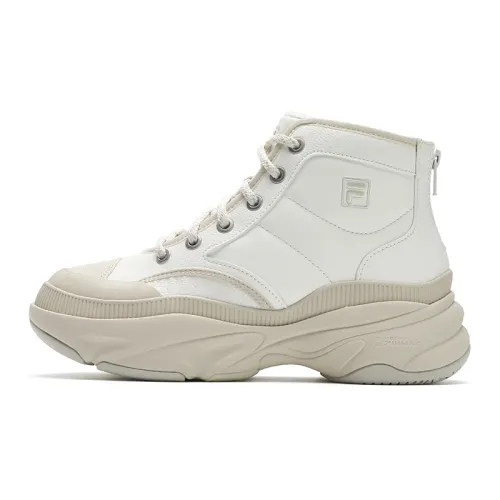 FILA BREAD Fashion Abrasion Resistant Mid top Chunky Sneakers Women's Foam White