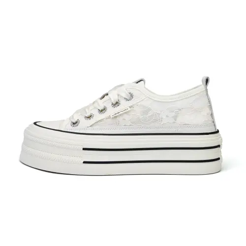DEERWAY Cushioning Height Increasing Abrasion Resistant Lightweight Breathable Canvas Shoes Women's White