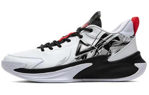 PEAK Textile, Synthetic Leather Slip Resistant Abrasion Resistant Low top Basketball Shoes Men's All White