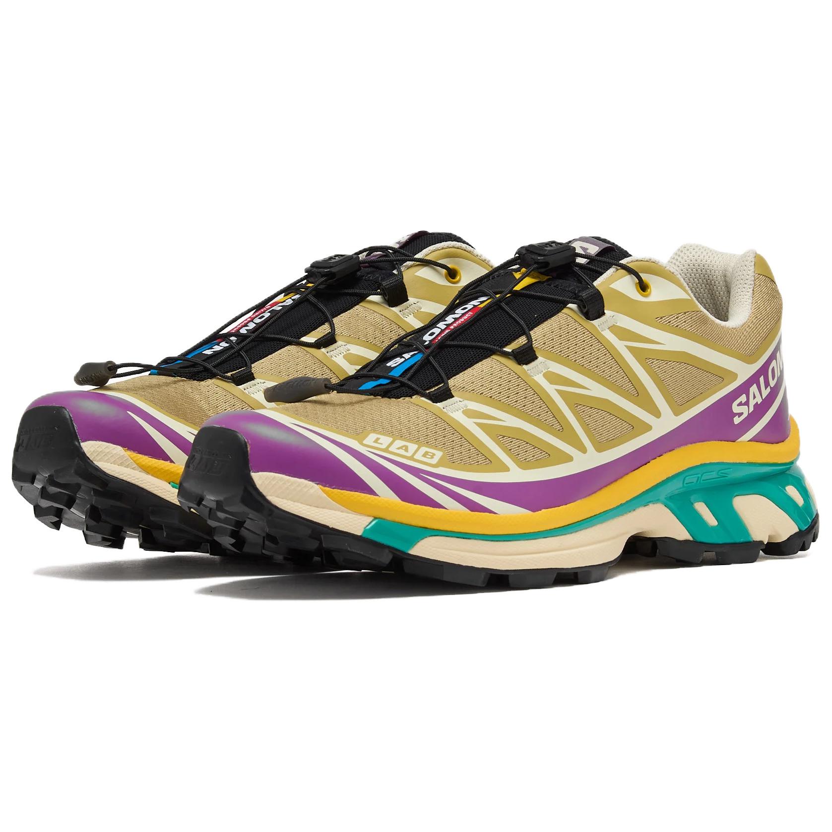 SALOMON XT 6 Low top Mountaineering Hiking Shoes Unisex Brown Yellow