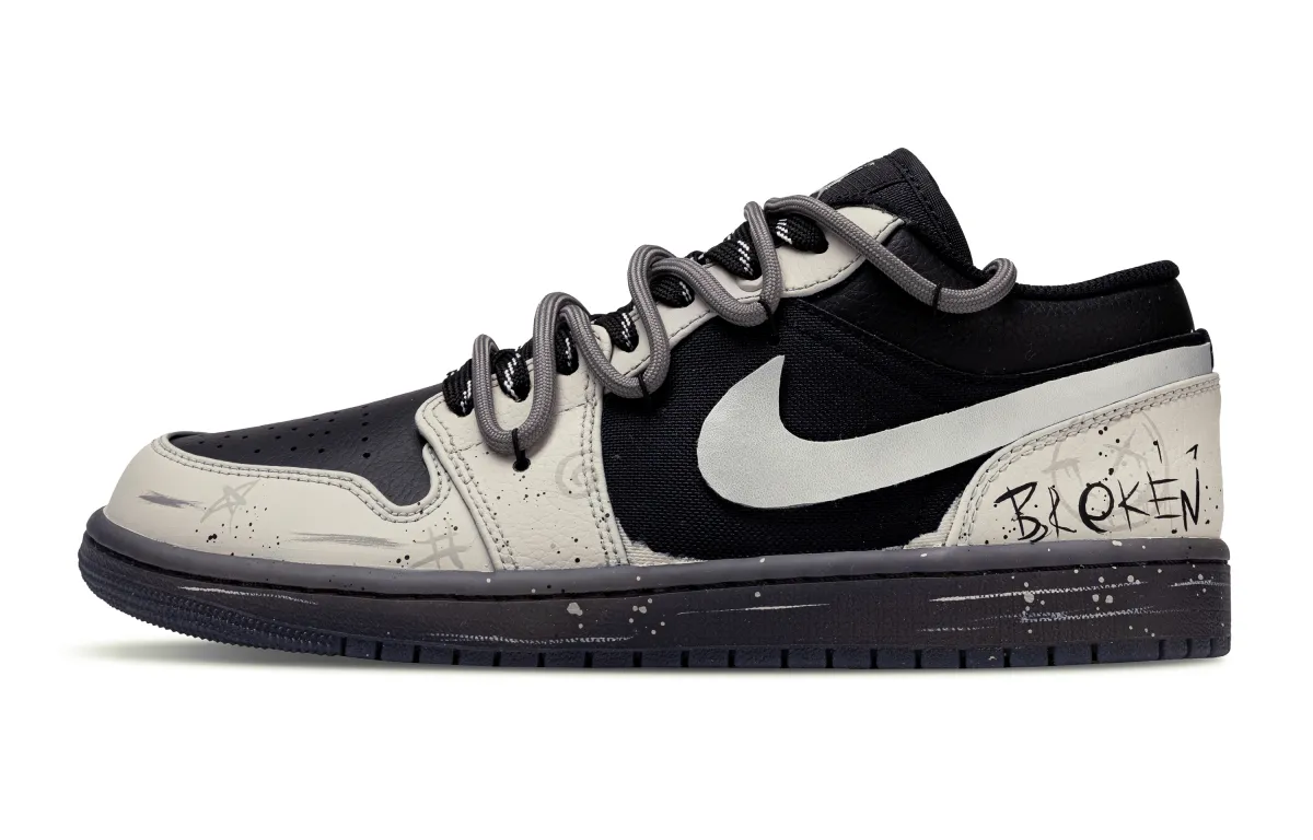 Jordan Air Jordan 1 Low top Vintage Basketball Shoes Unisex Beige Black
