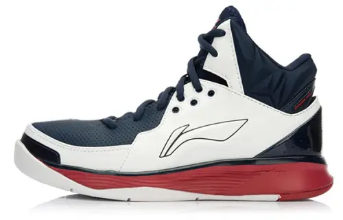 Li Ning Comfortable Cushioning Slip Resistant Abrasion Resistant High top Basketball Shoes Men's White Blue