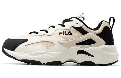 FILA FUSION Tracer Textile, Synthetic Leather, Mesh Lace Up Low top Chunky Sneakers Men's Beige Yellow Black