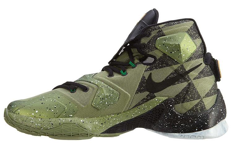 Nike Lebron 13 All-Star James 13 OG model round toe lace-up shock-absorbing anti-slip high-top practical basketball shoes men's military green 2016 All-Star