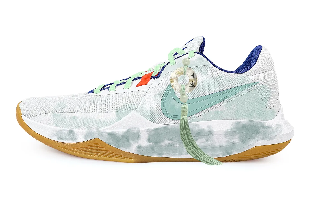 Nike Precision 6 Bamboo Ink Green Dye Anti Slip Wear Resistant Low Top Basketball Shoes Men's Light Cyan