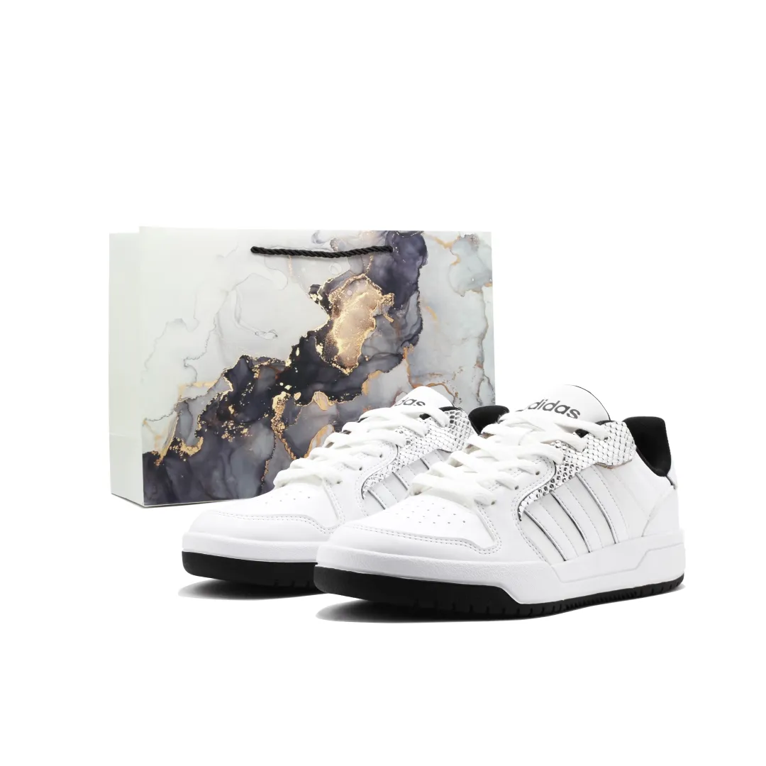 Adidas Neo Entrap Slip Resistant Abrasion Resistant Low top Vintage Basketball Shoes Unisex Silver White