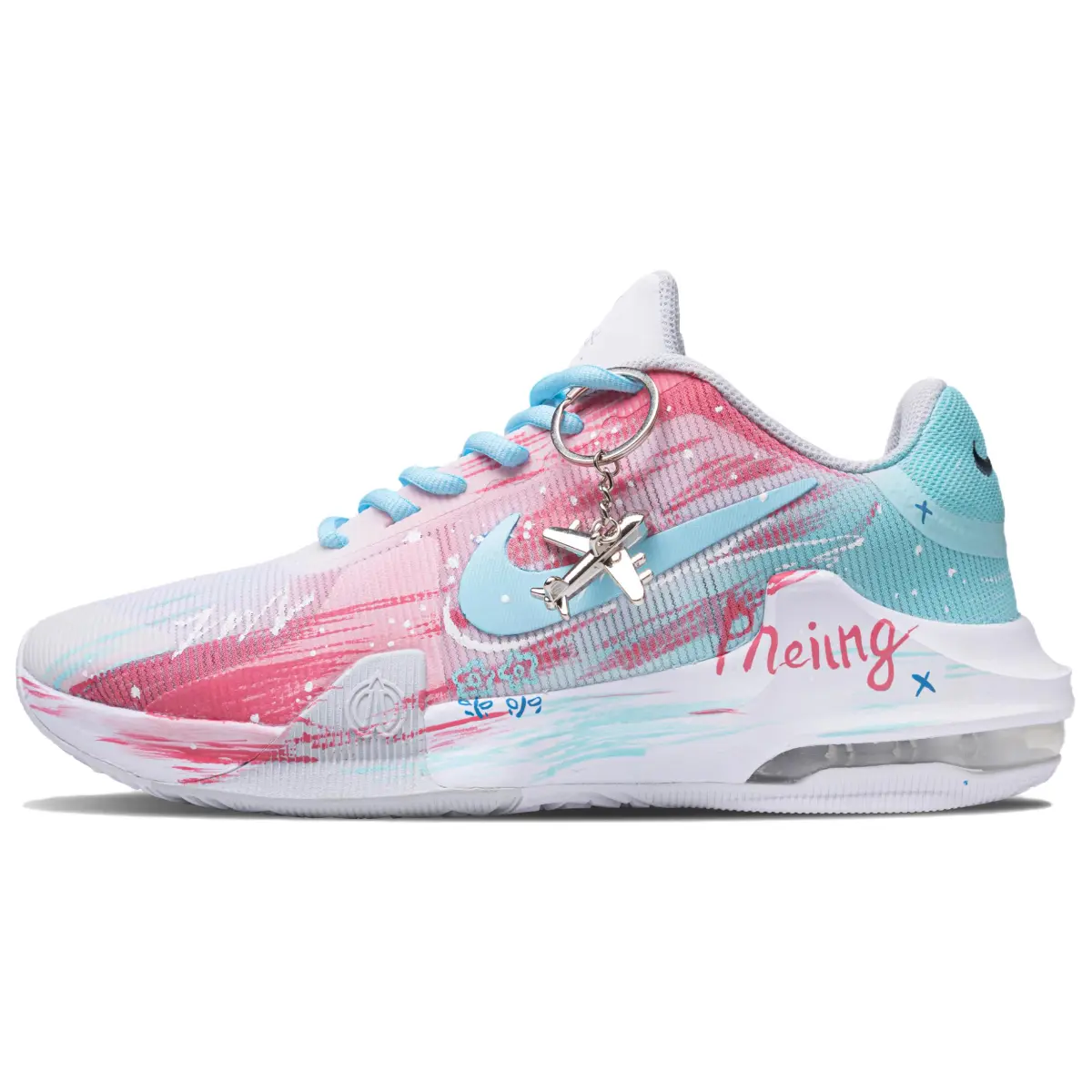 Nike Air Max Impact 4 Mid top Basketball Shoes Men's White Blue Pink