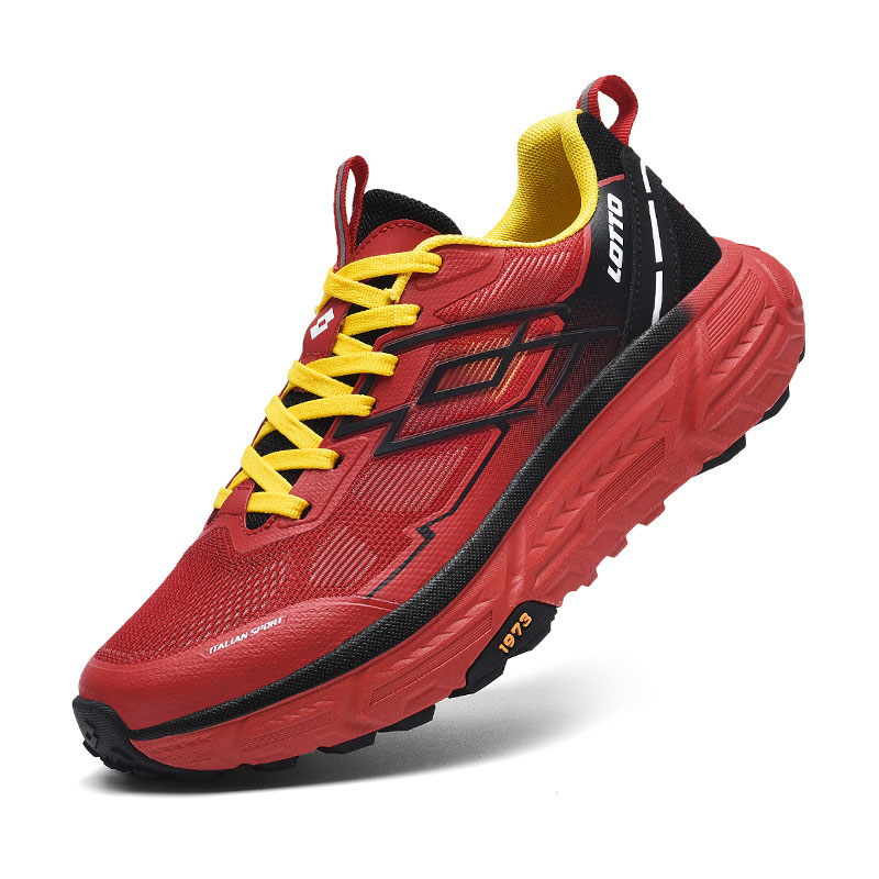 LOTTO Slip Resistant, Abrasion Resistant, Breathable, Lightweight Low top Hiking Shoes Men’s Red Black