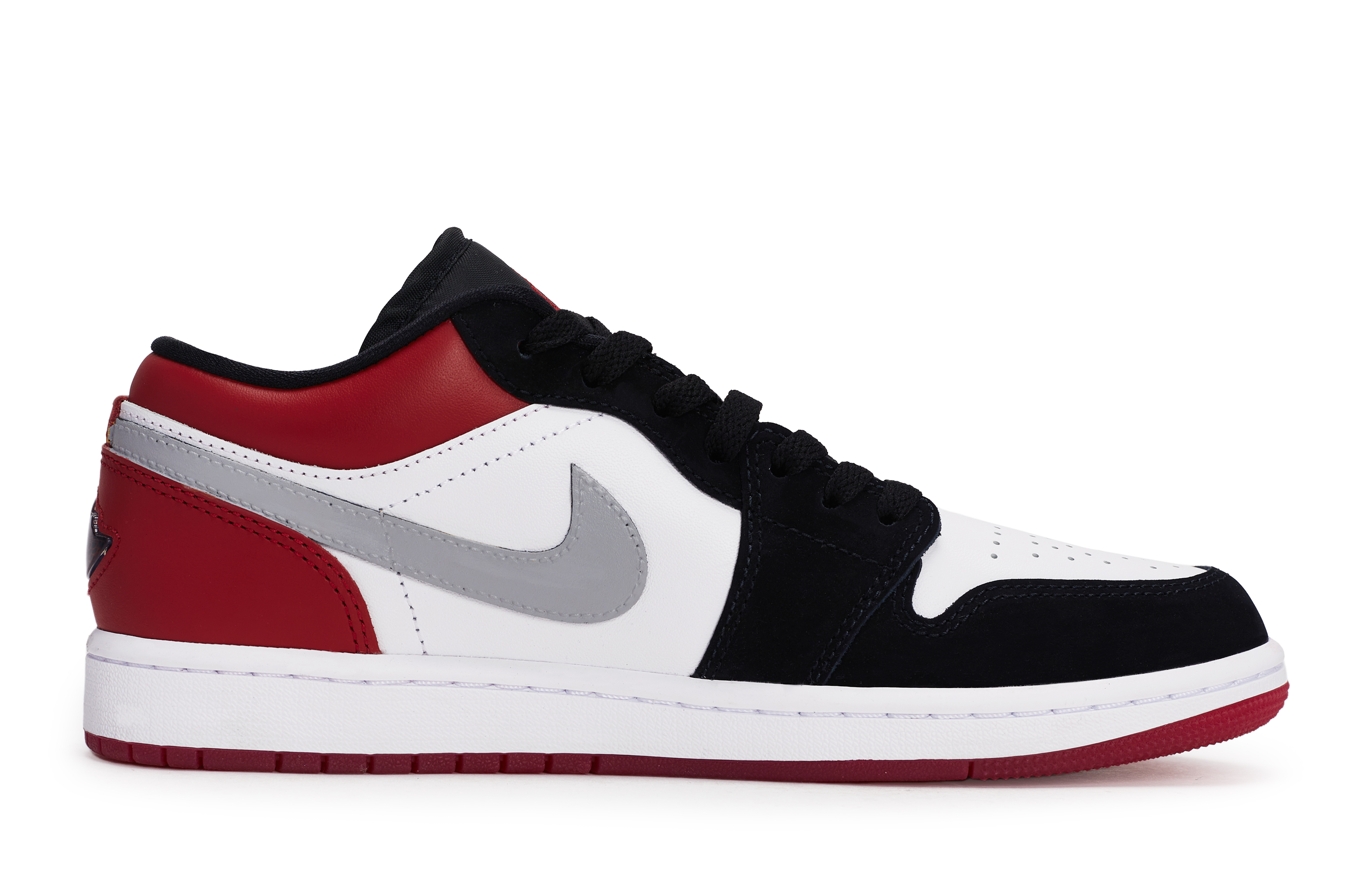 Jordan Air Jordan 1 Abrasion Resistant Low top Vintage Basketball Shoes Unisex Black White Red