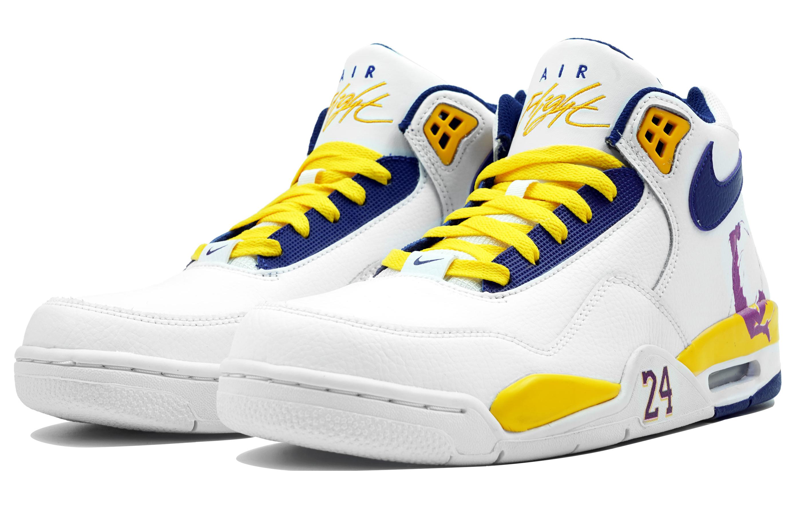 Nike Flight Legacy Kaleidoscope Purple Gold Kobe Box Mid-Top Vintage Basketball Shoes Men’s White Blue Yellow