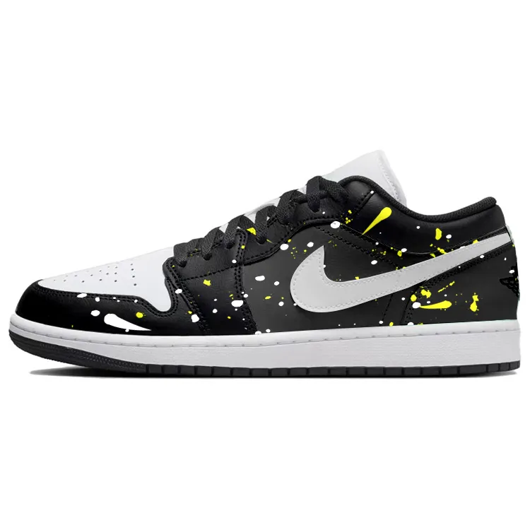 Jordan Air Jordan 1 Cushioning Slip Resistant Abrasion Resistant Low top Vintage Basketball Shoes Men's Black White