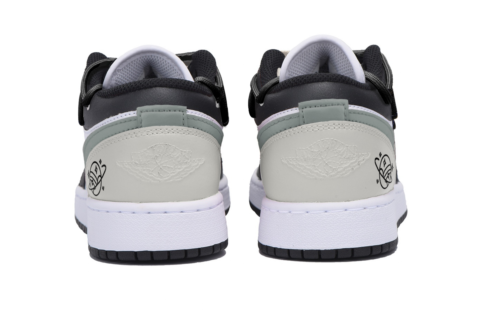 Jordan Air Jordan 1 Slip Resistant Abrasion Resistant Low top Vintage Basketball Shoes Men’s Black White Gray