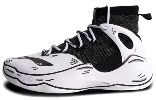 Li Ning SONIC 6 V2 Slip Resistant Abrasion Resistant High top Basketball Shoes Men's Black White