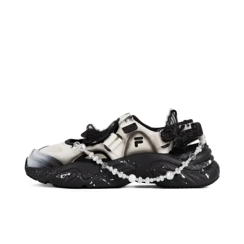 FILA Fusion Textile, Synthetic Leather Beach Sandals Women's Black White
