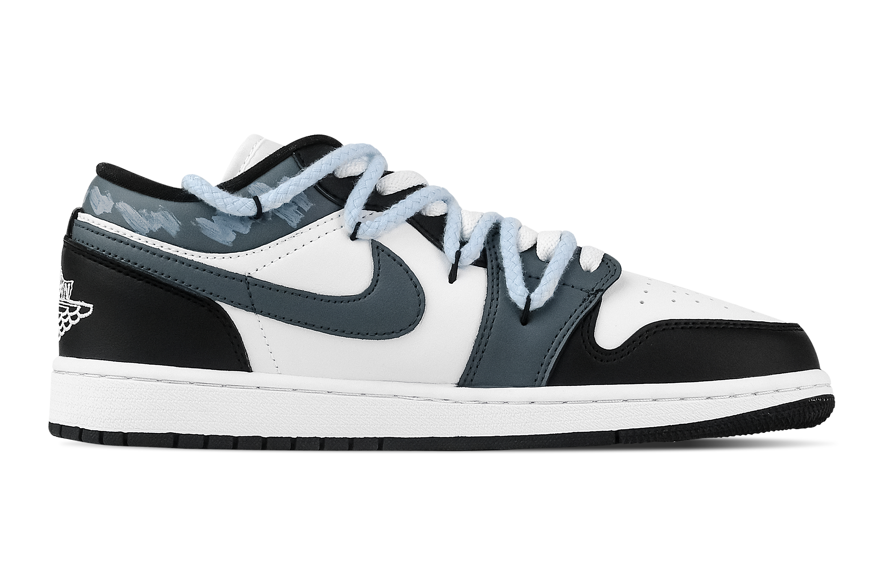 Jordan Air Jordan 1 Rose Low top Vintage Basketball Shoes Unisex Black White Blue